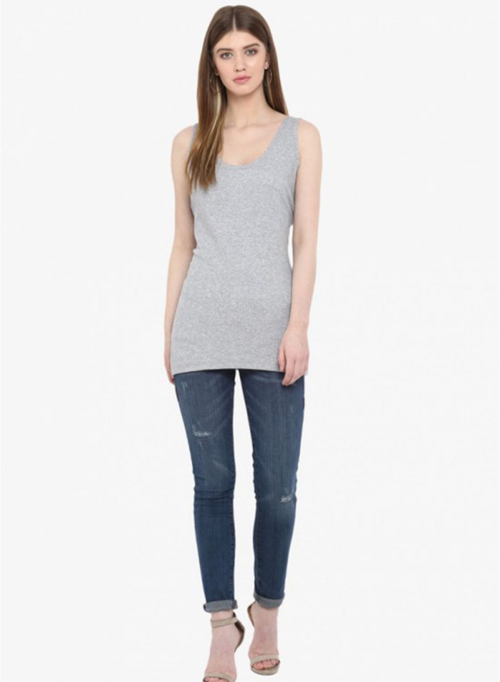 Women Grey Solid Thermal Vest