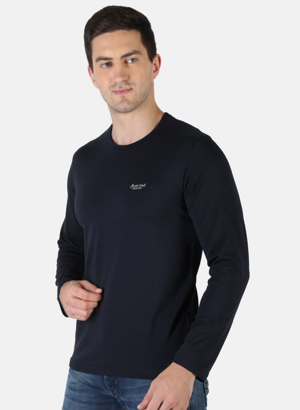 Men NAvy Blue Plain T-Shirt