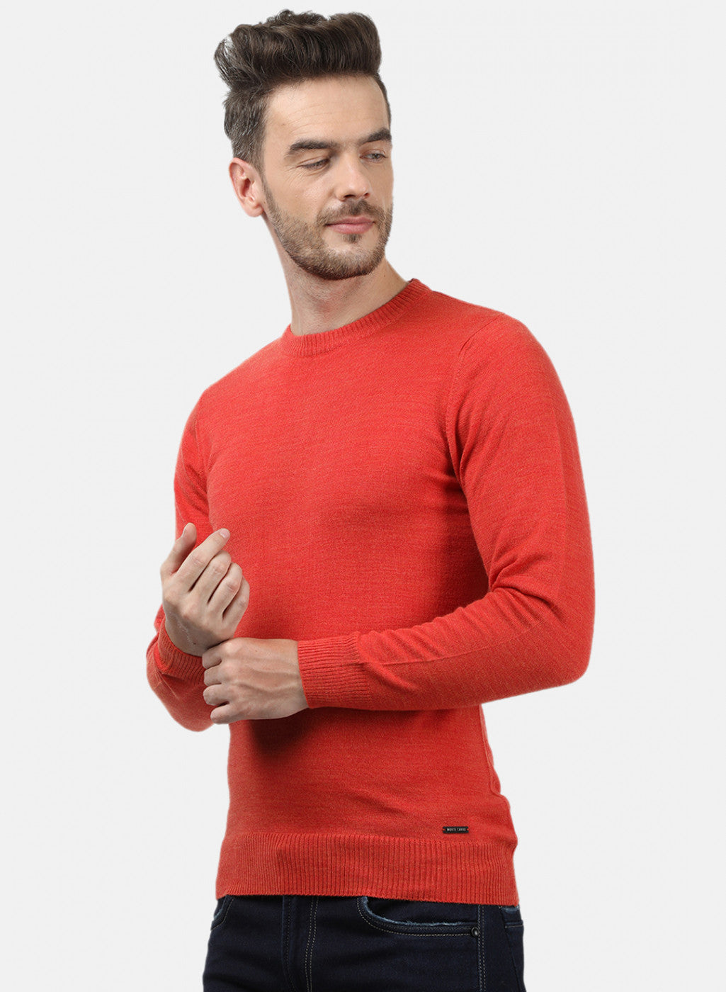Men Orange Solid Pullover
