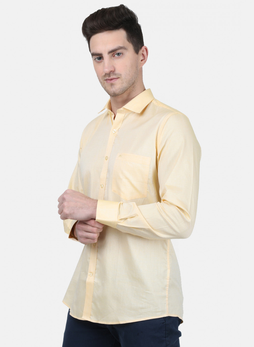 Mens Yellow Printed Shirt