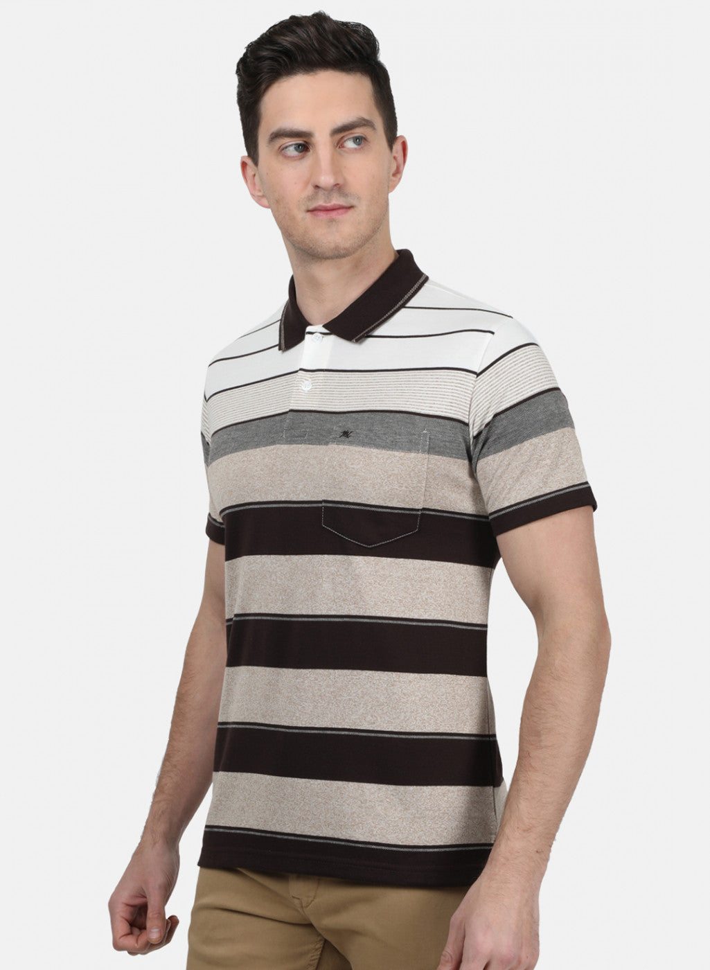 Mens Beige Stripe T-Shirt