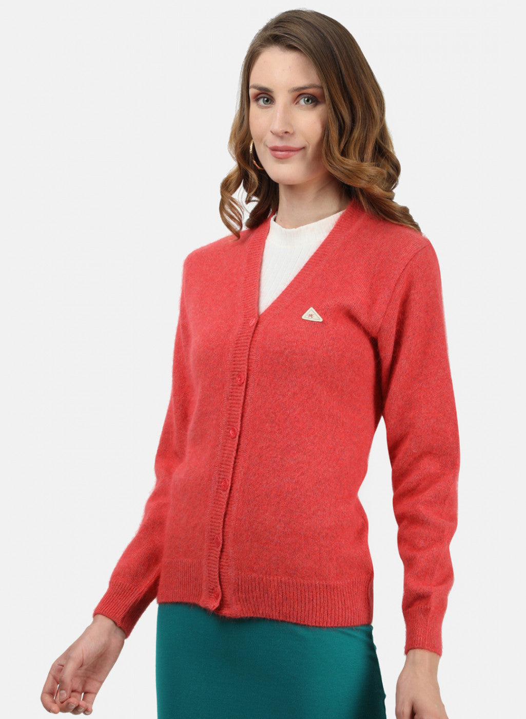 Women Light Orange Solid Cardigan