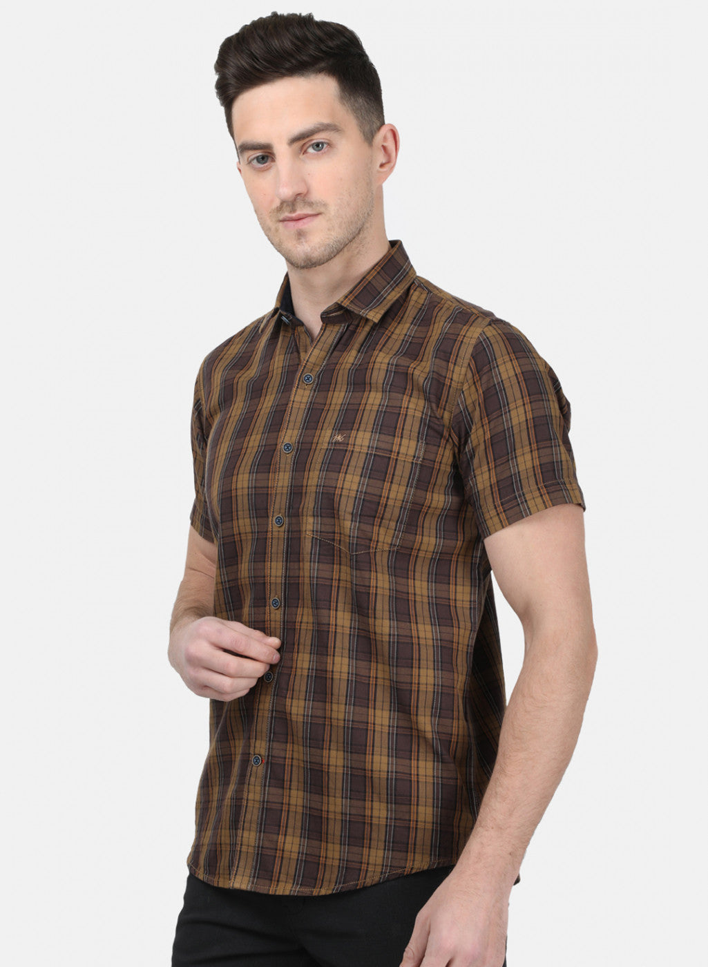 Mens Brown Check Shirt