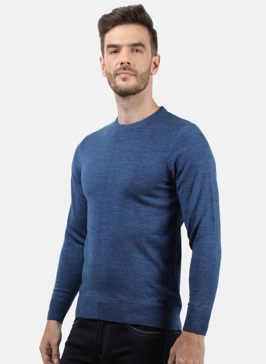 Men Blue Solid Pullover