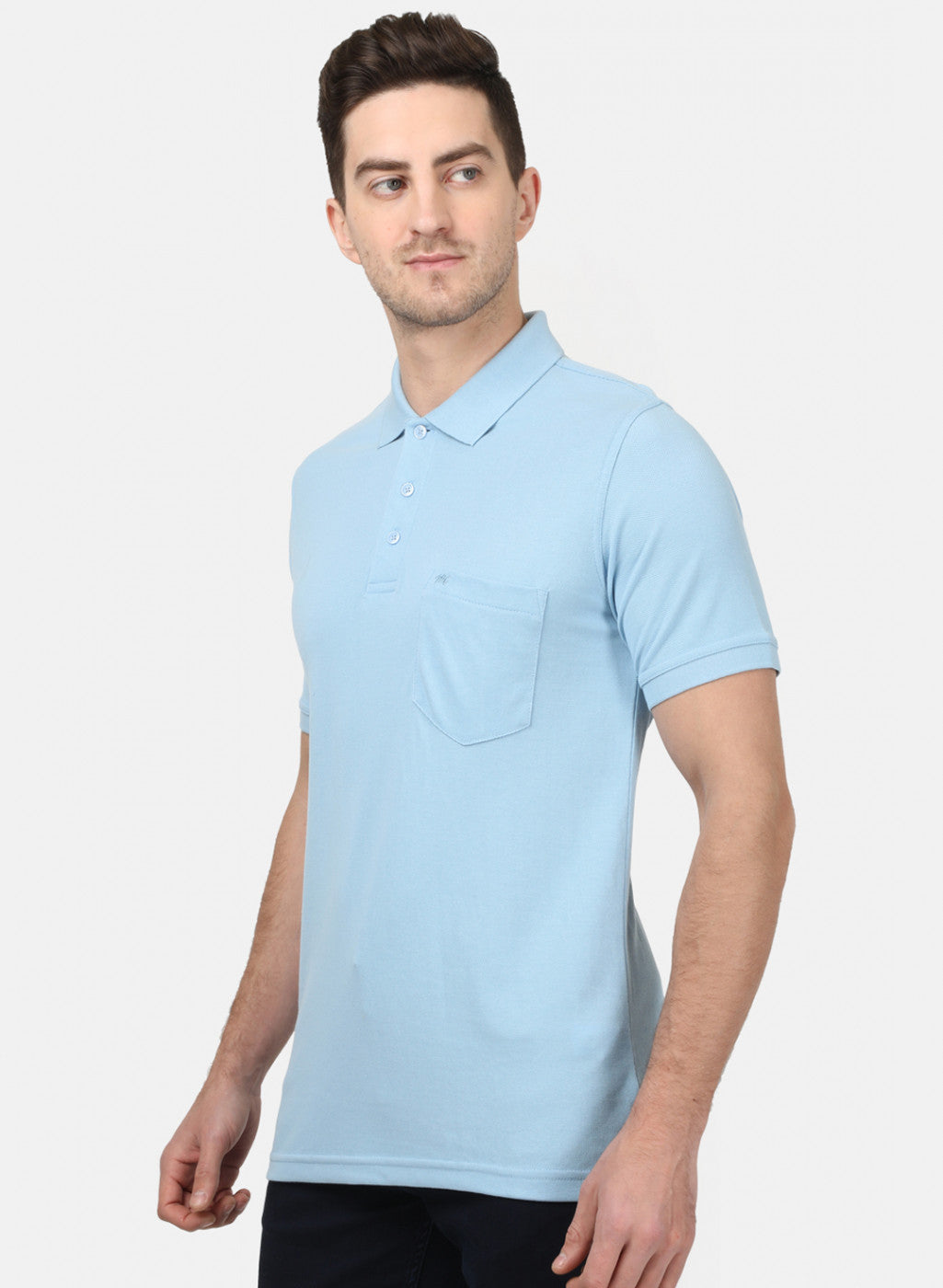 Mens Sky Blue Plain T-Shirts