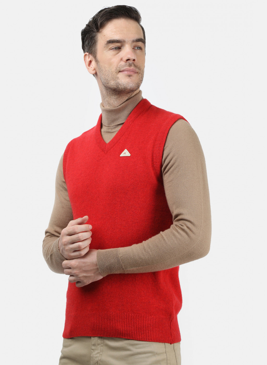 Men Red Solid Sweater