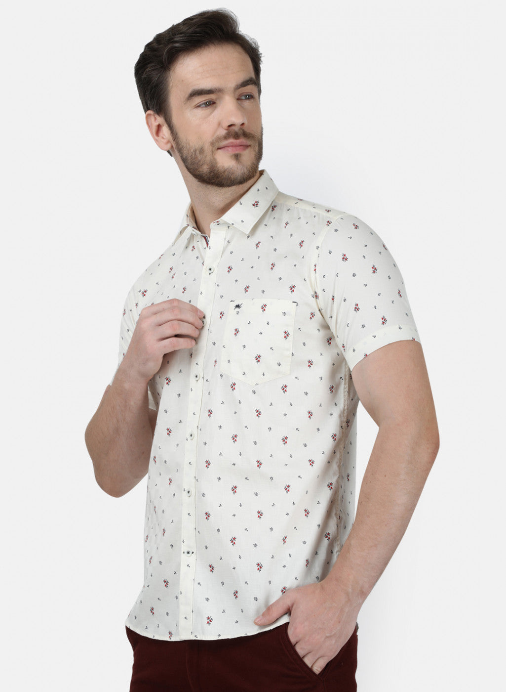 Mens Off White Printed Shirt