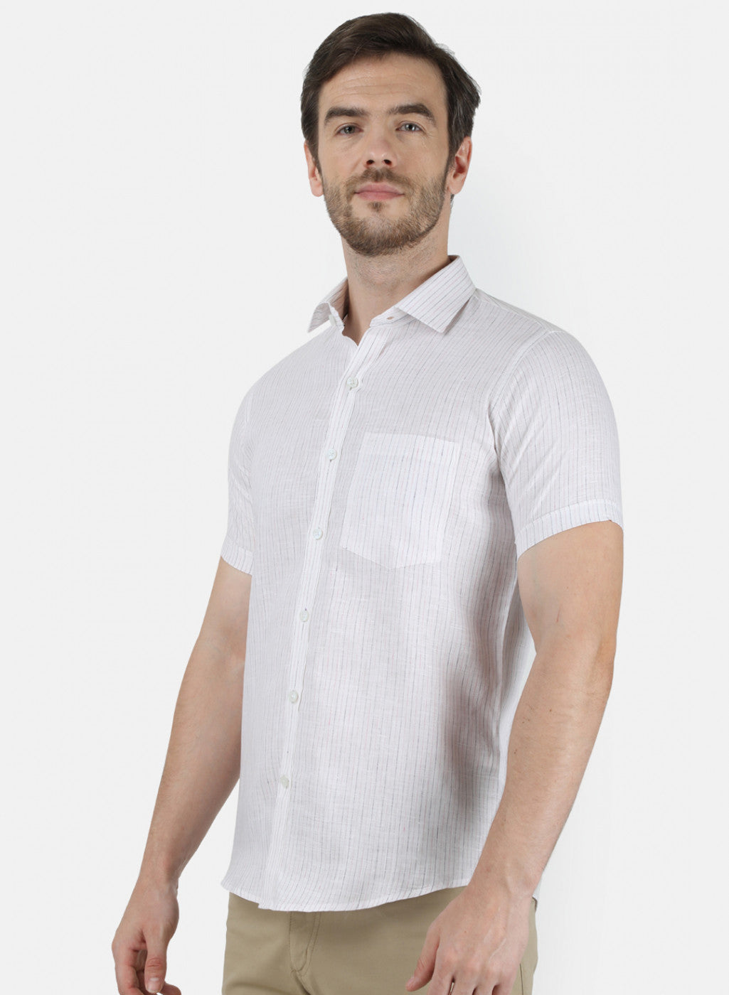 Mens Blue Stripe Linen Shirt