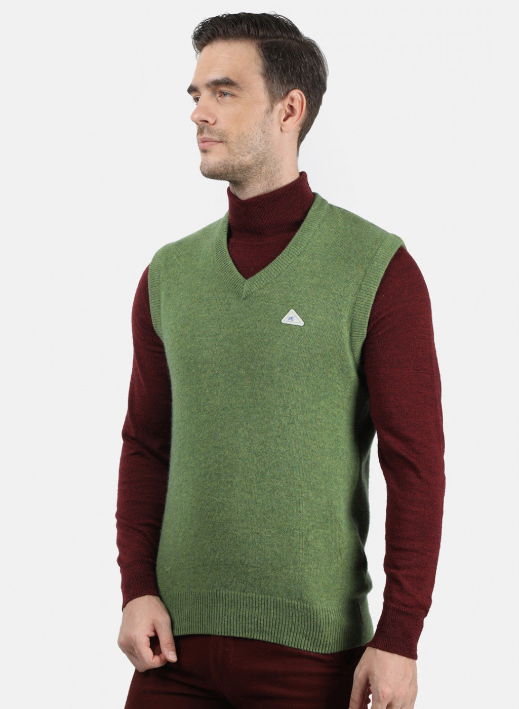 Men Green Solid Sweater