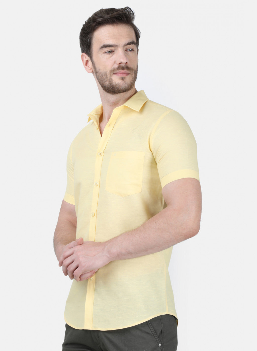 Mens Yellow Solid Shirt