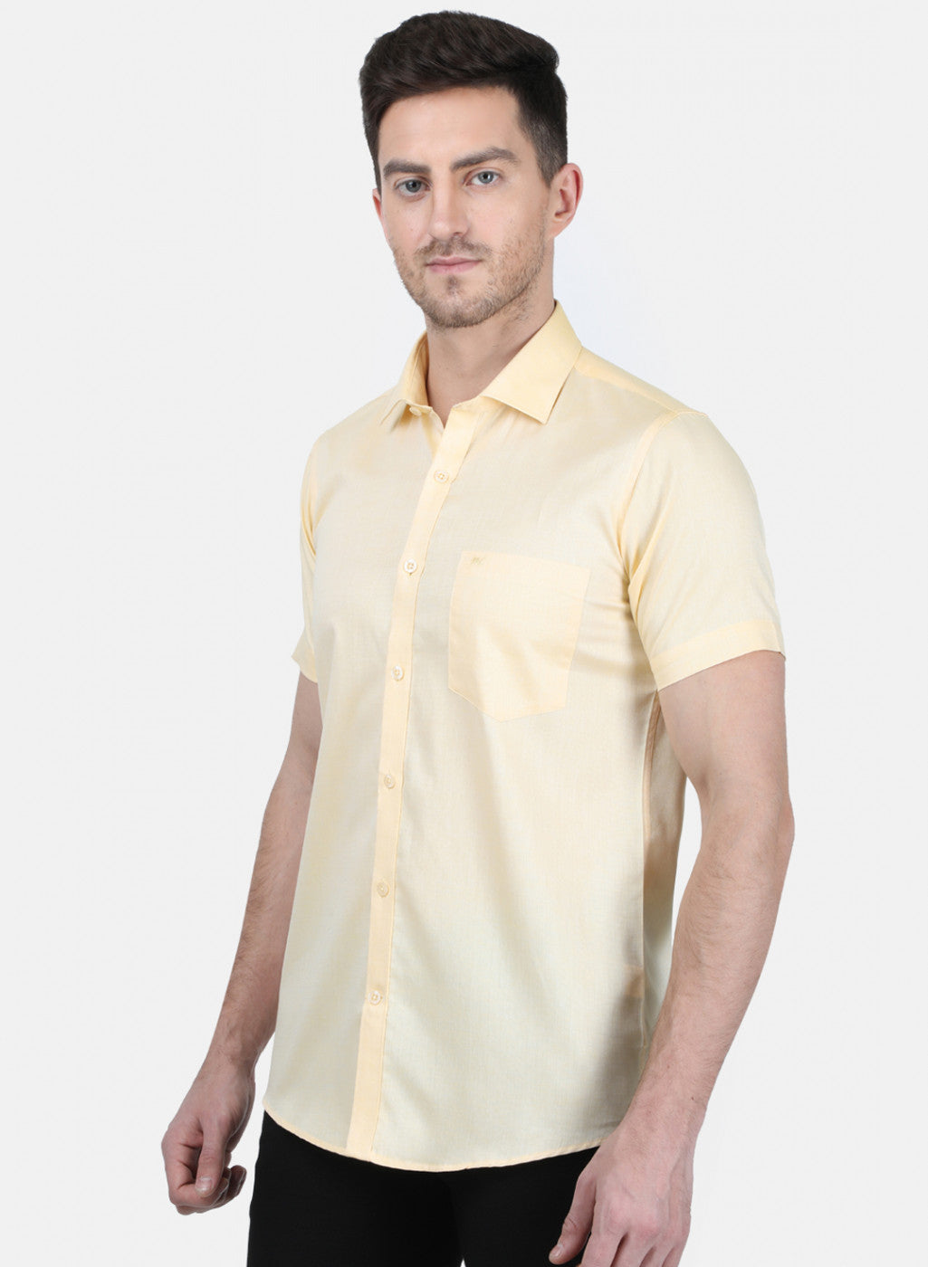 Mens Yellow Printed Shirt
