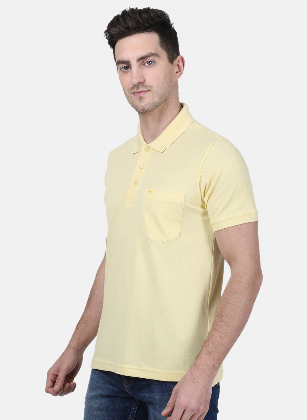 Mens Yellow Plain T-Shirt