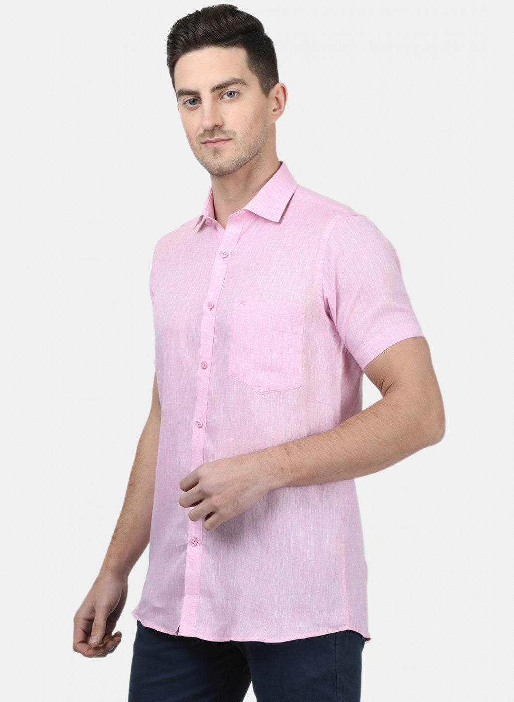 Mens Pink Solid Shirts