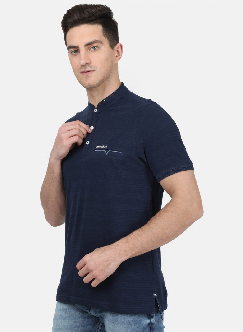 Mens Blue Jaquard T-Shirt