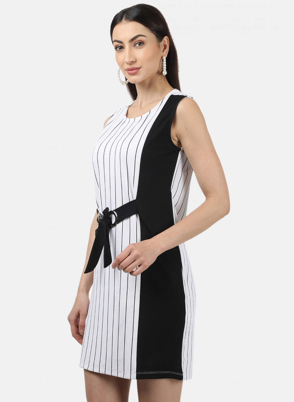 Womens White & Black Stripe Dress