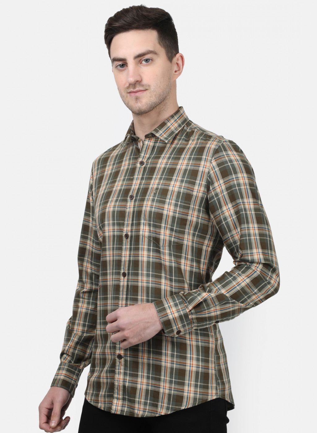 Mens Olive Check Shirts