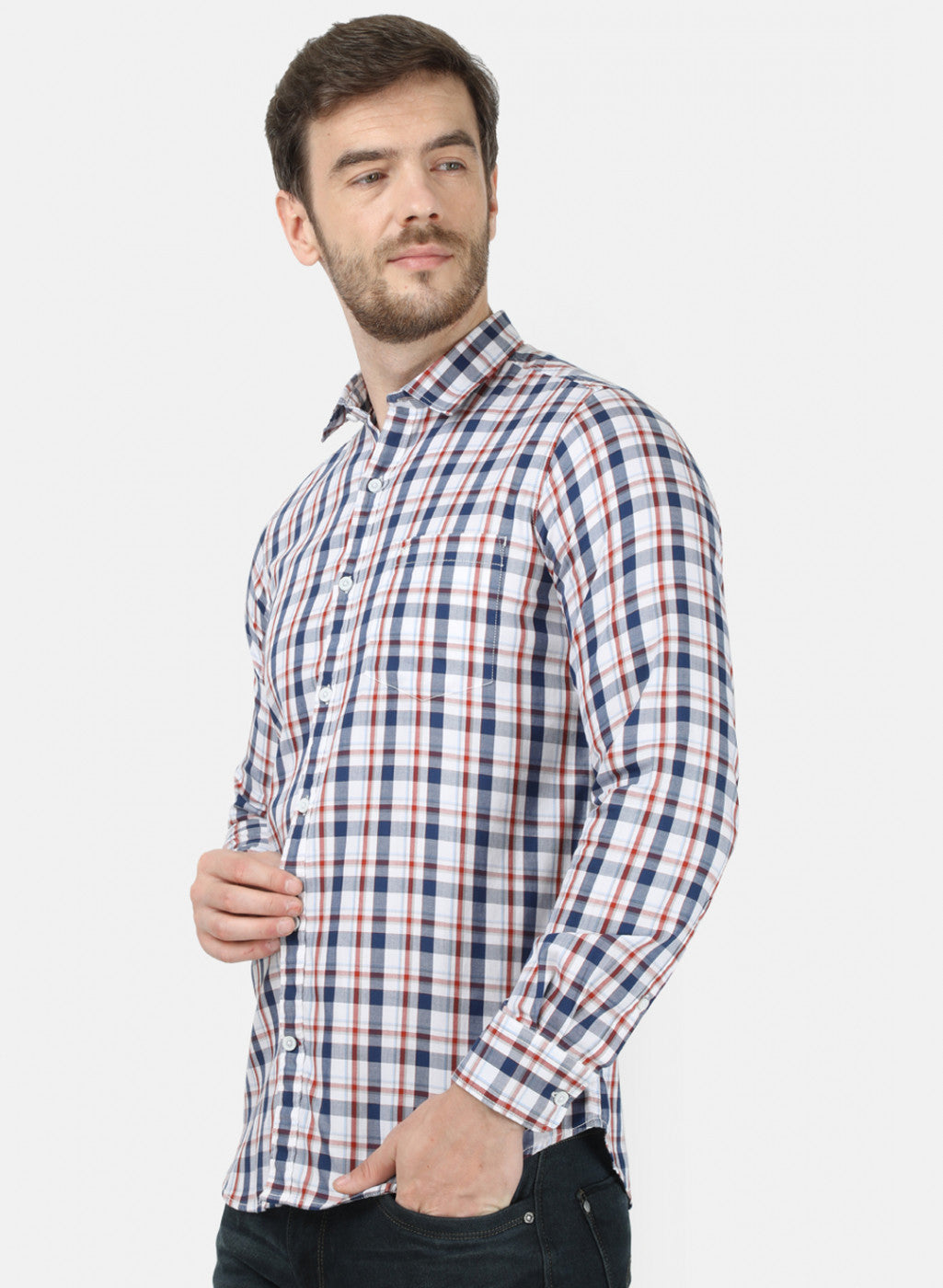 Mens Red & Blue Check Shirt
