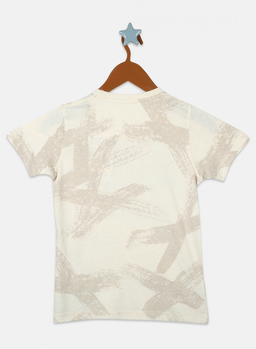 Boys Beige Printed T-Shirts