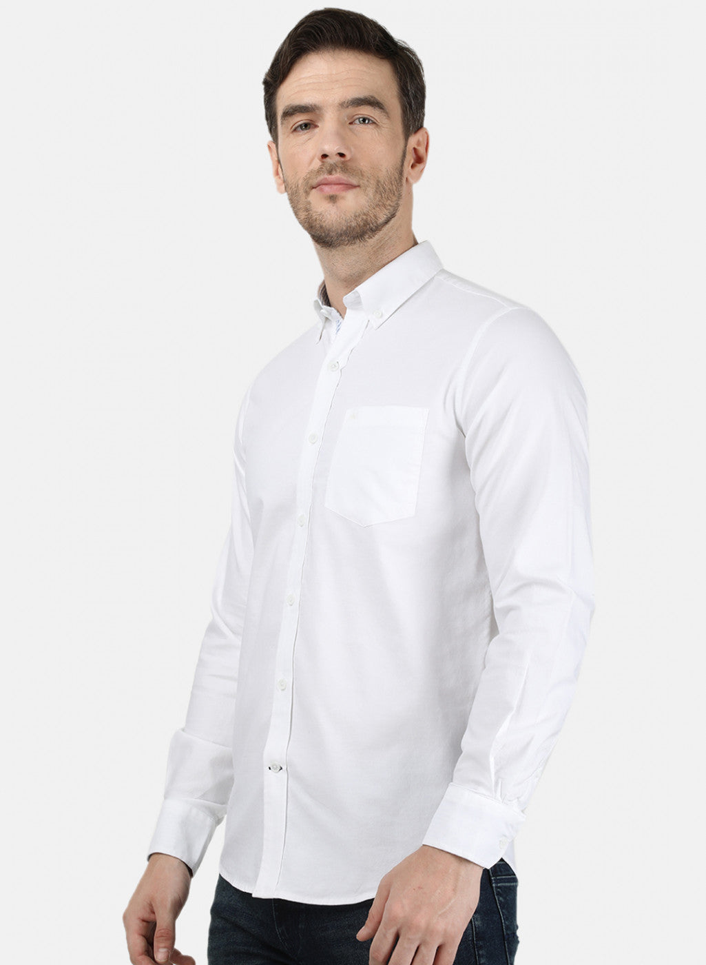 Mens White Solid Shirt