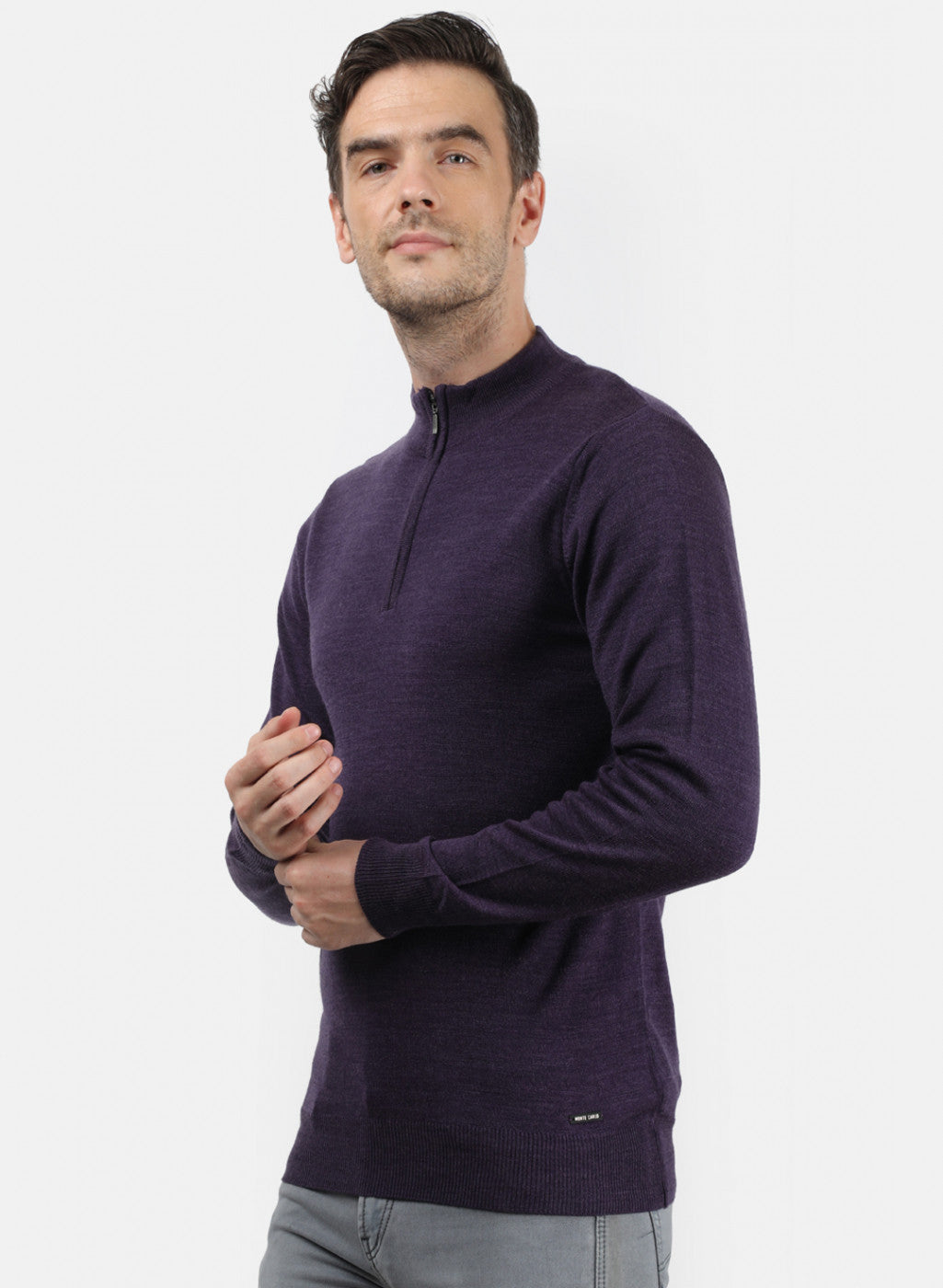 Men Purple Solid Pullover