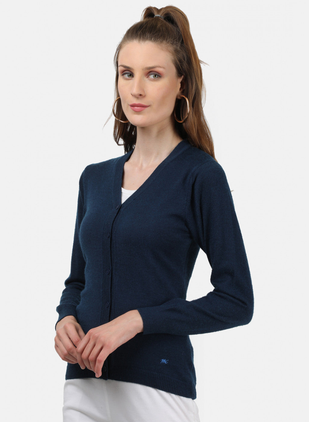 Women NAvy Blue Solid Cardigan