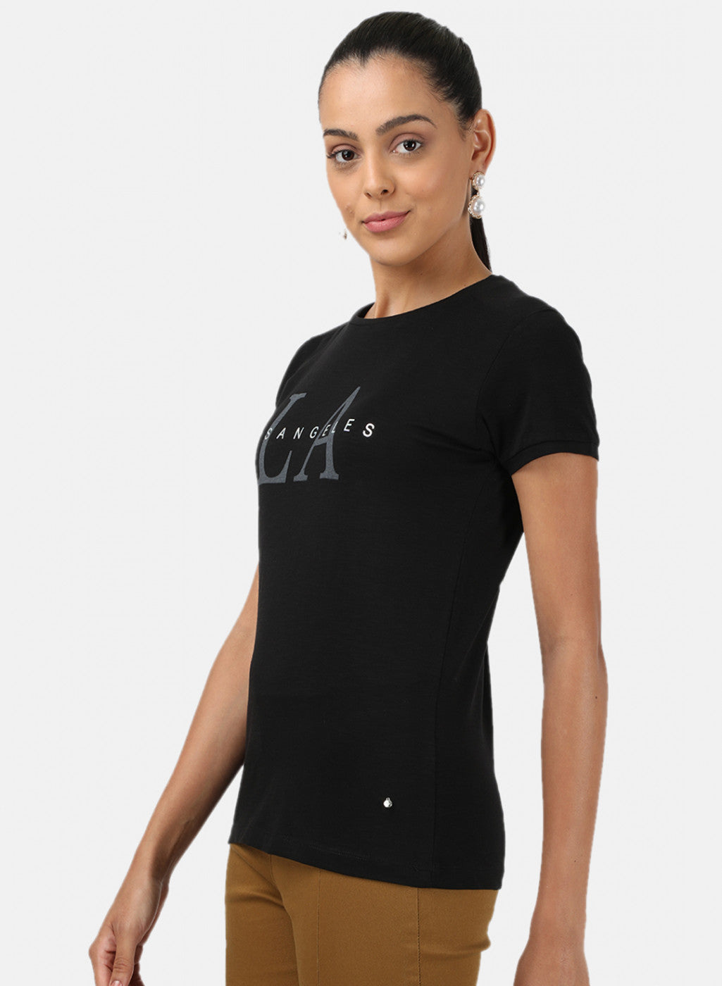 Womens Black Printed Top