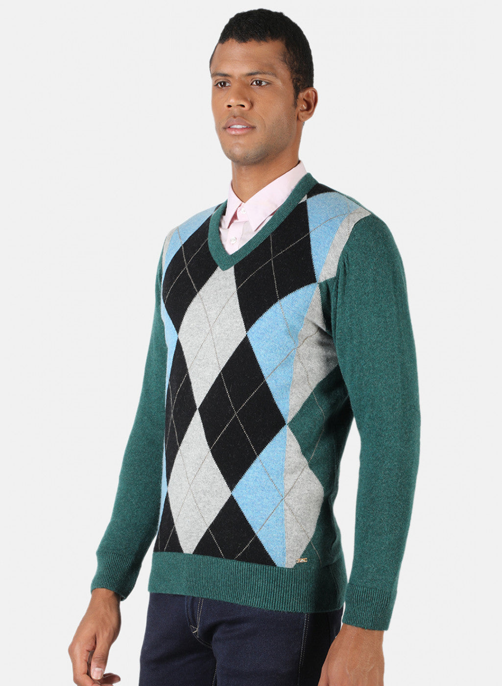 Men Green Solid Pullover