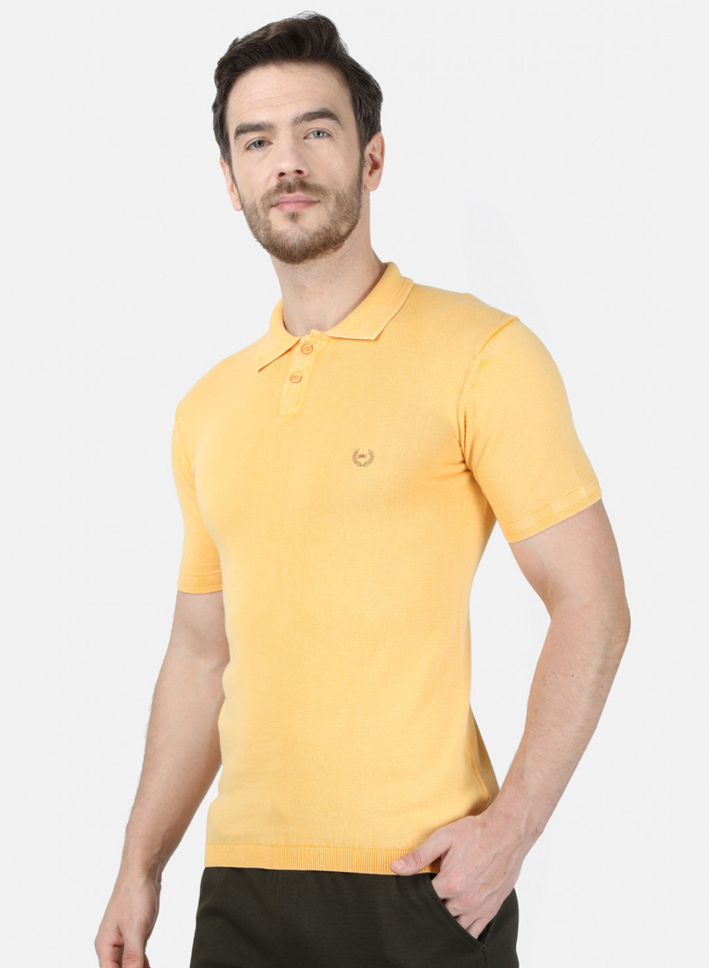 Mens Yellow Plain T-Shirt