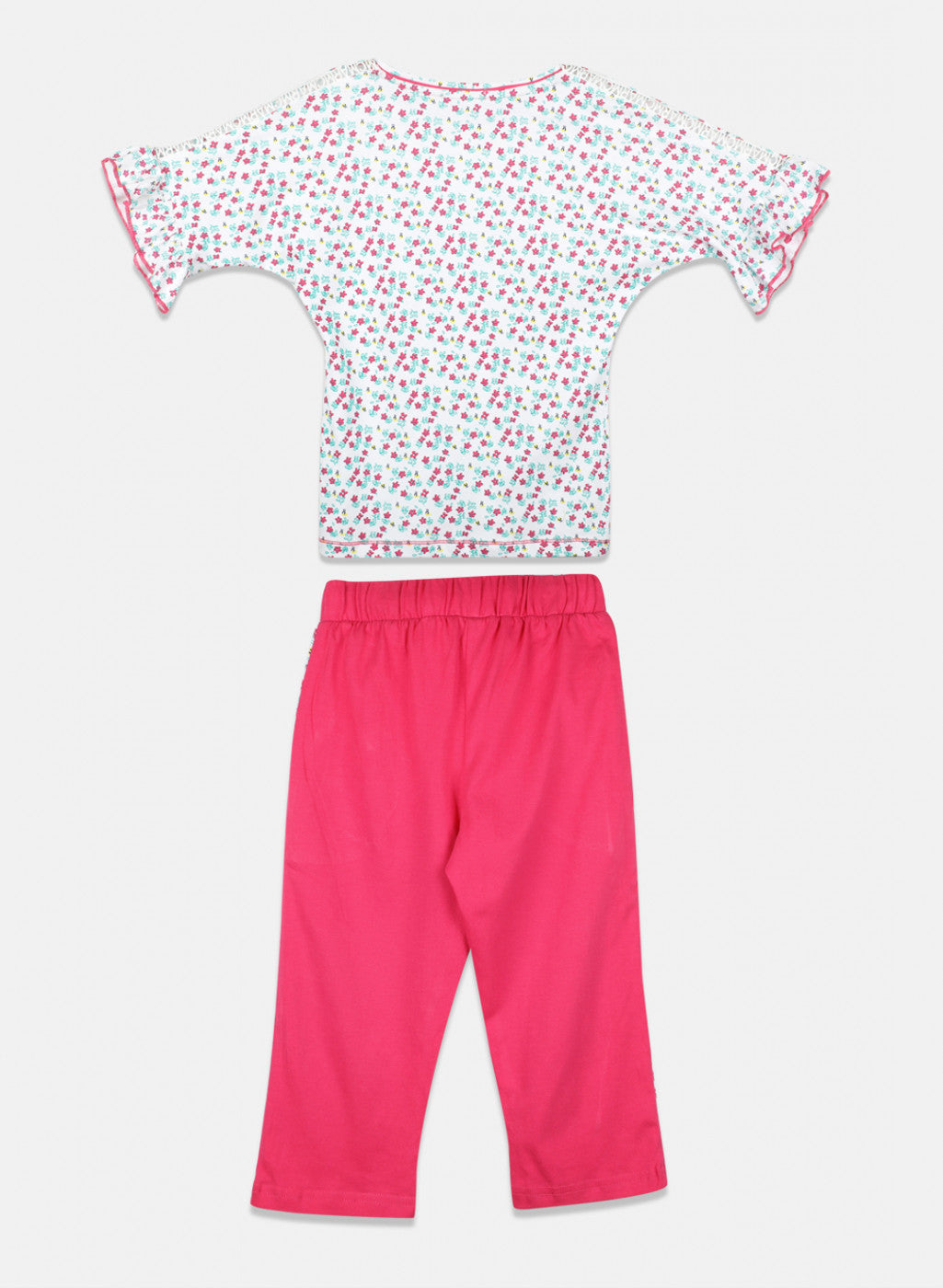 Girls Pink Printed Capri Set