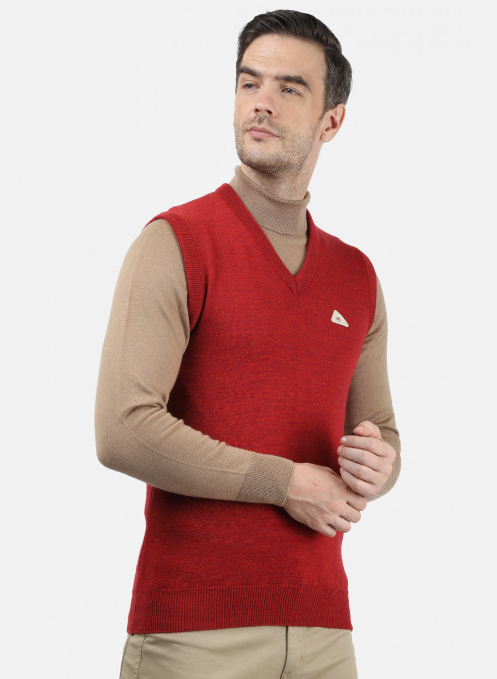 Men Red Solid Sweater