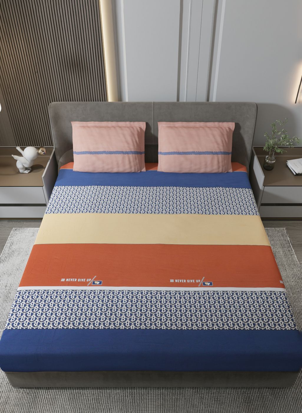 200TC Pure Cotton King Bedsheet with 2 Pillow Covers