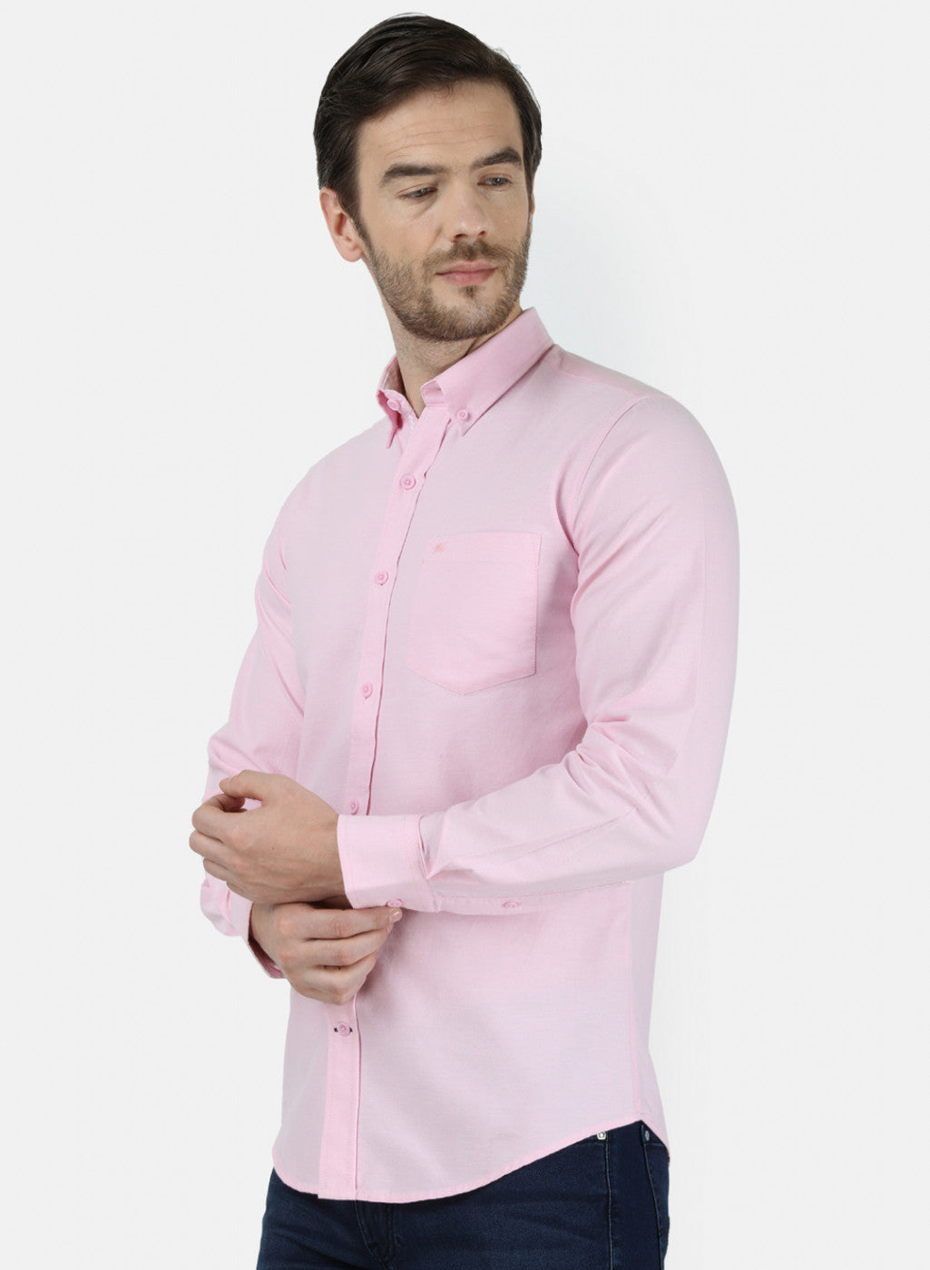 Mens Pink Solid Shirt