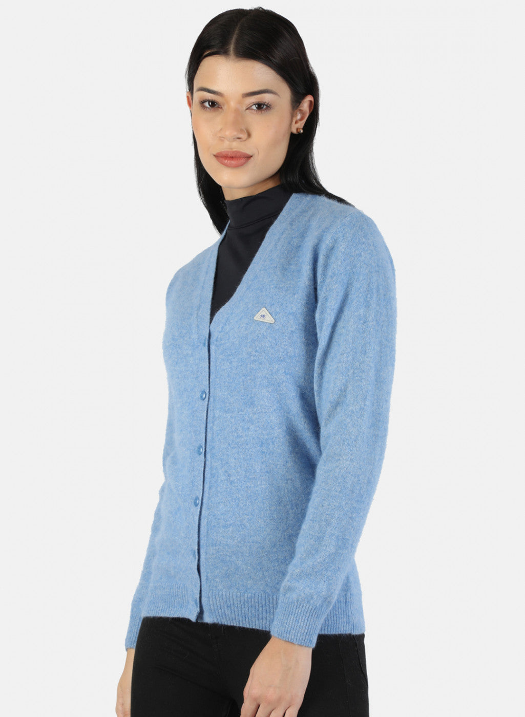 Women Blue Solid Cardigan