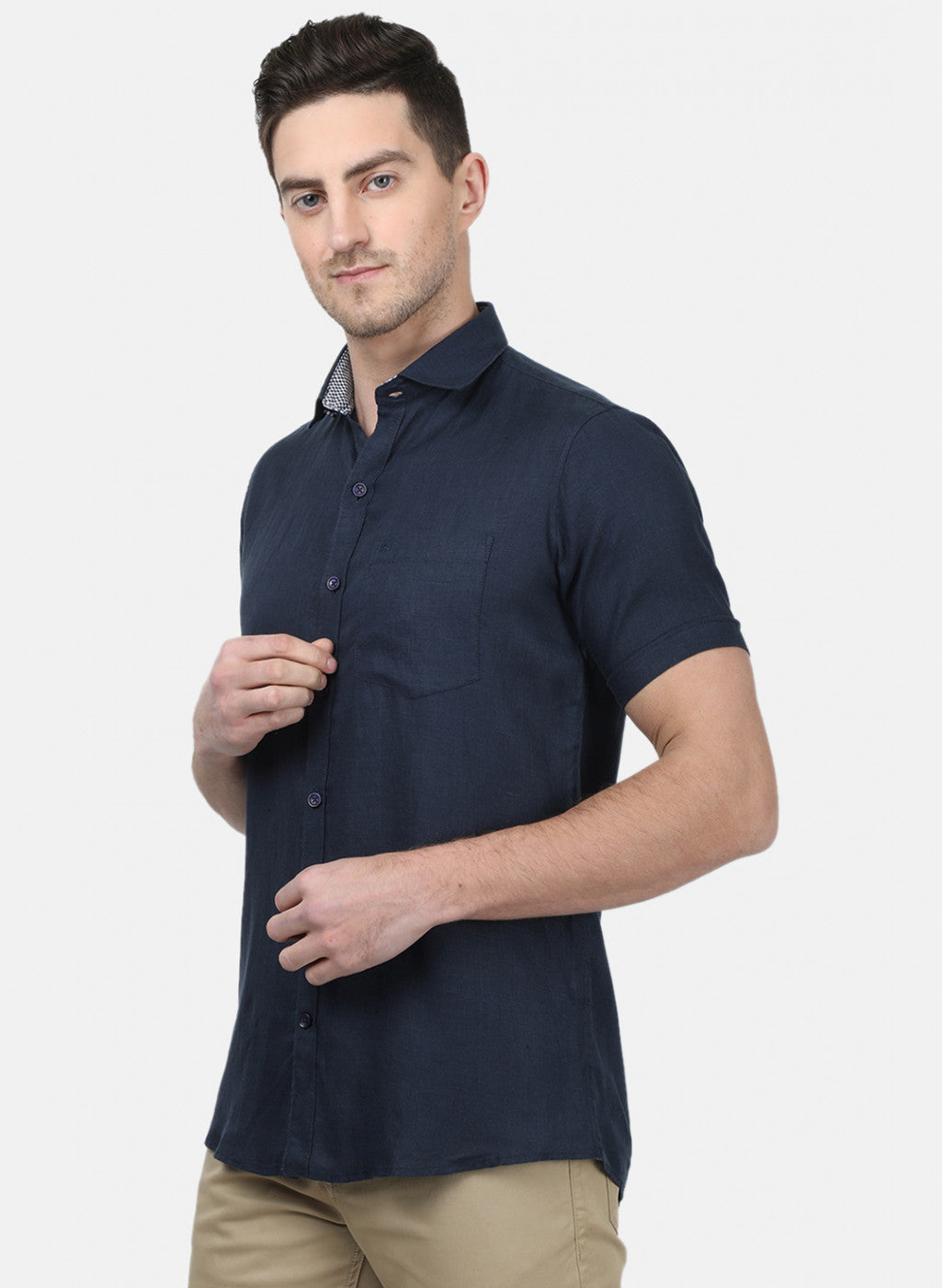 Mens NAvy Blue Solid Shirts