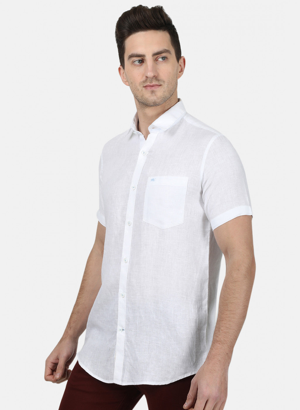 Mens White Solid Shirt