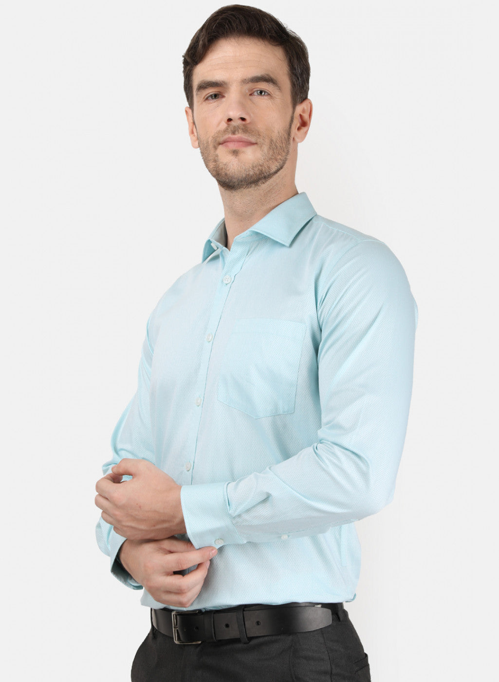 Mens Blue Self Shirt