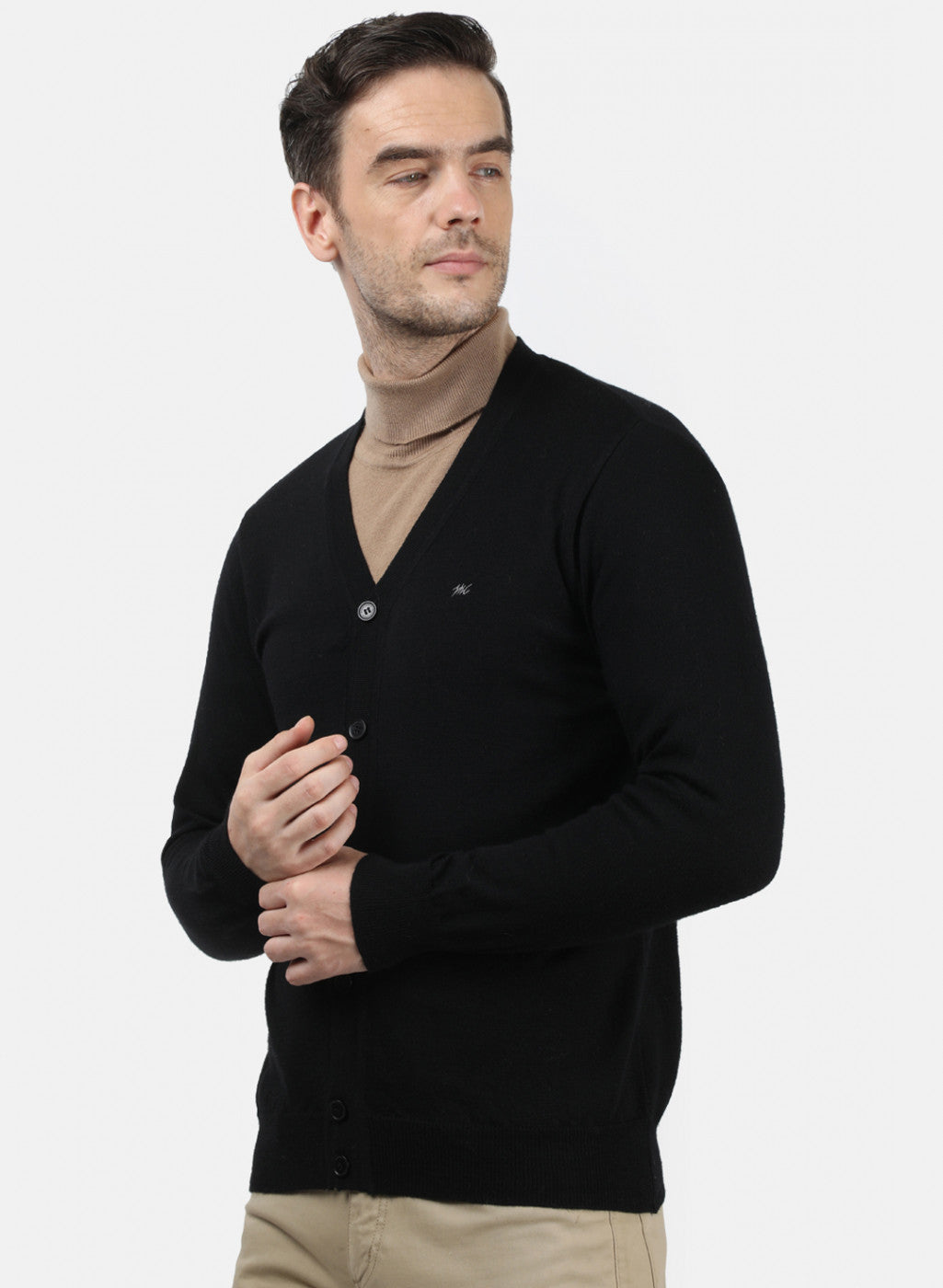 Men Black Solid Cardigan