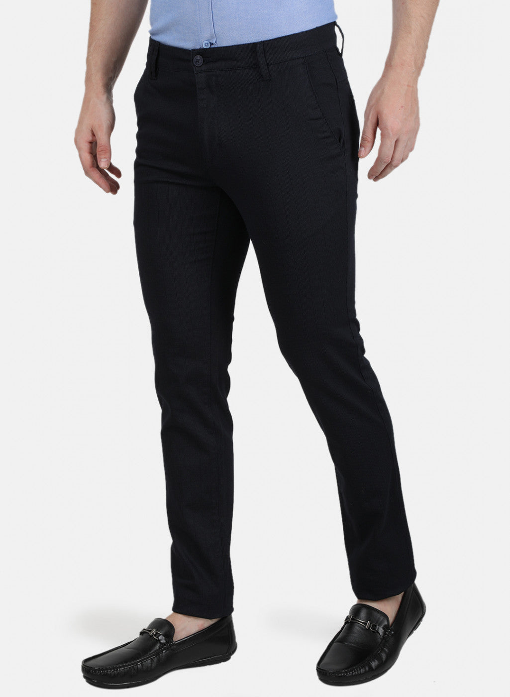 Mens Navy Blue Stripe Trousers