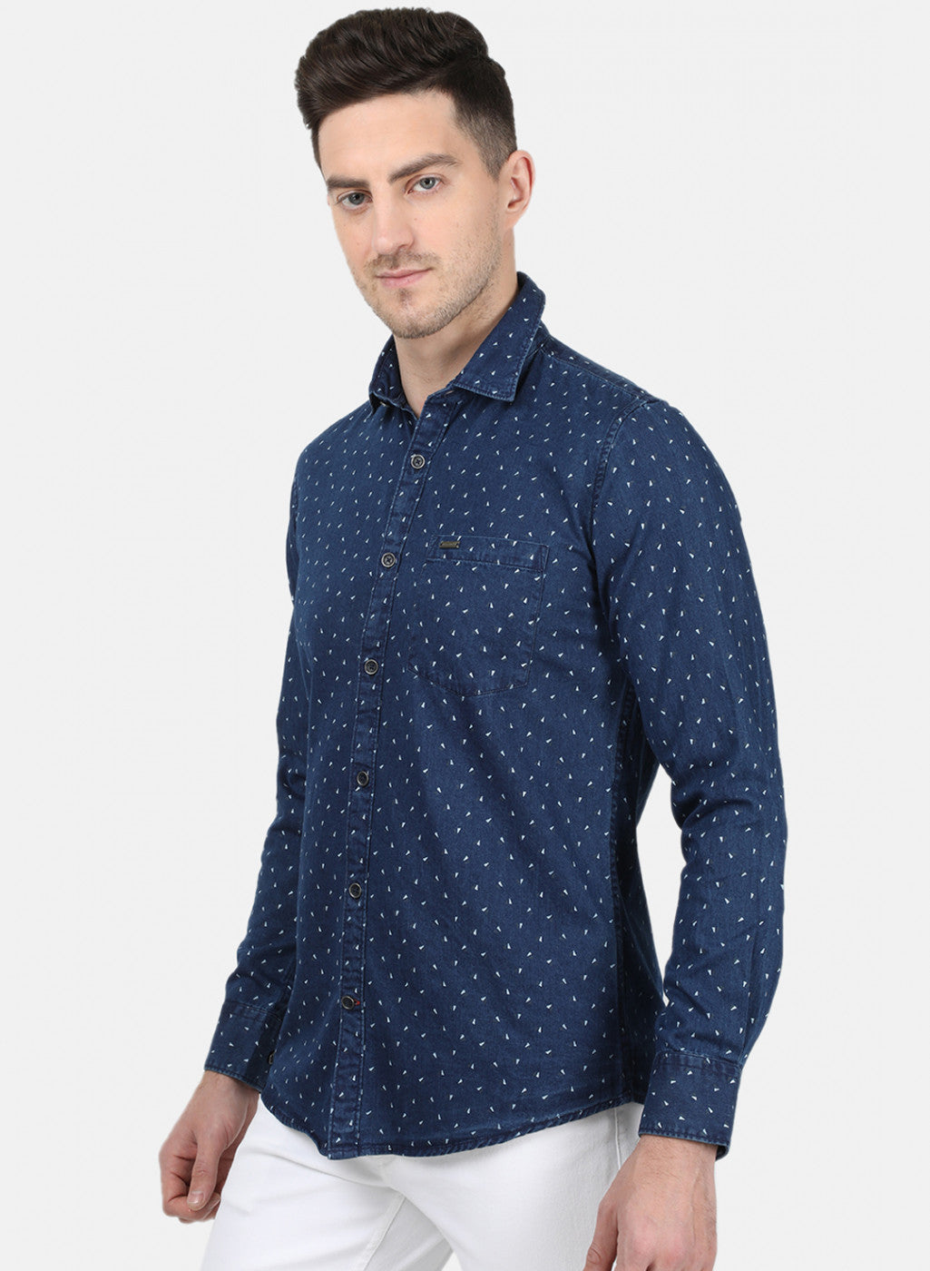 Mens Blue Printed Shirt