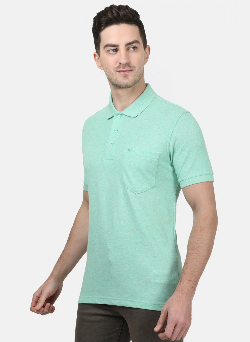 Mens Light Green Plain T-Shirts