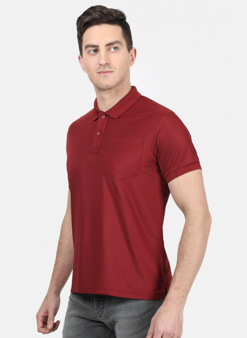 Mens Maroon Plain T-Shirt