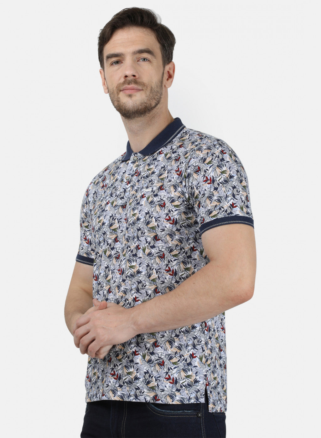 Mens Multi Color Printed Collar T-Shirts