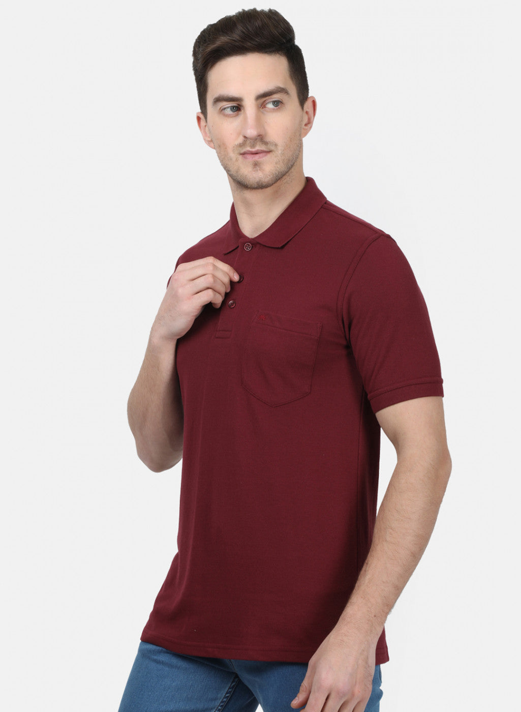 Mens Maroon Plain T-Shirts