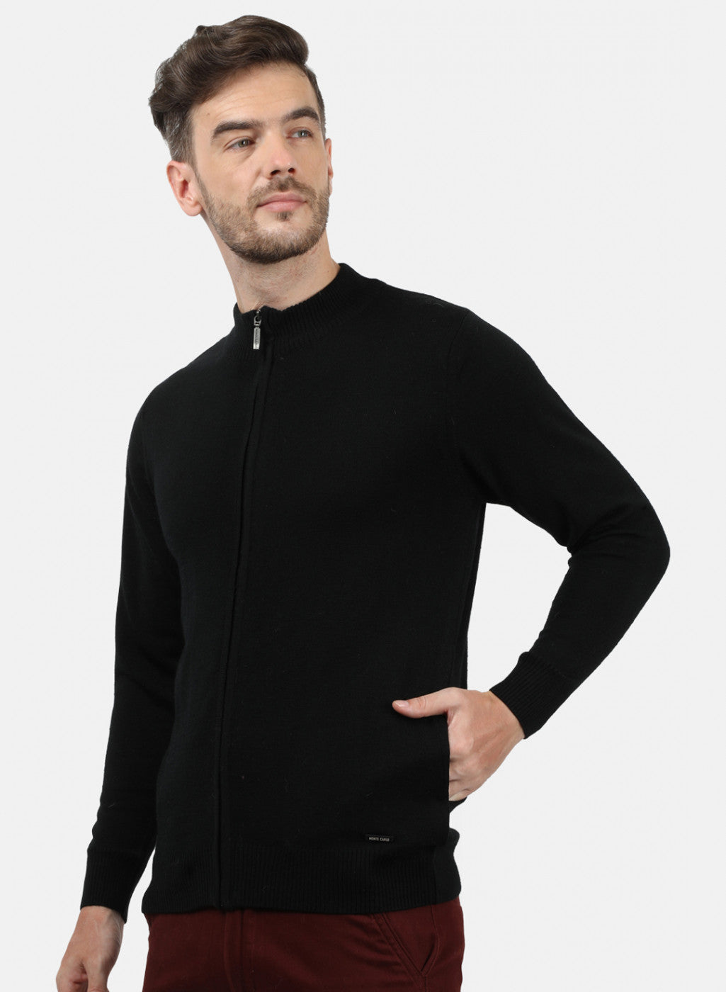 Men Black Solid Pullover