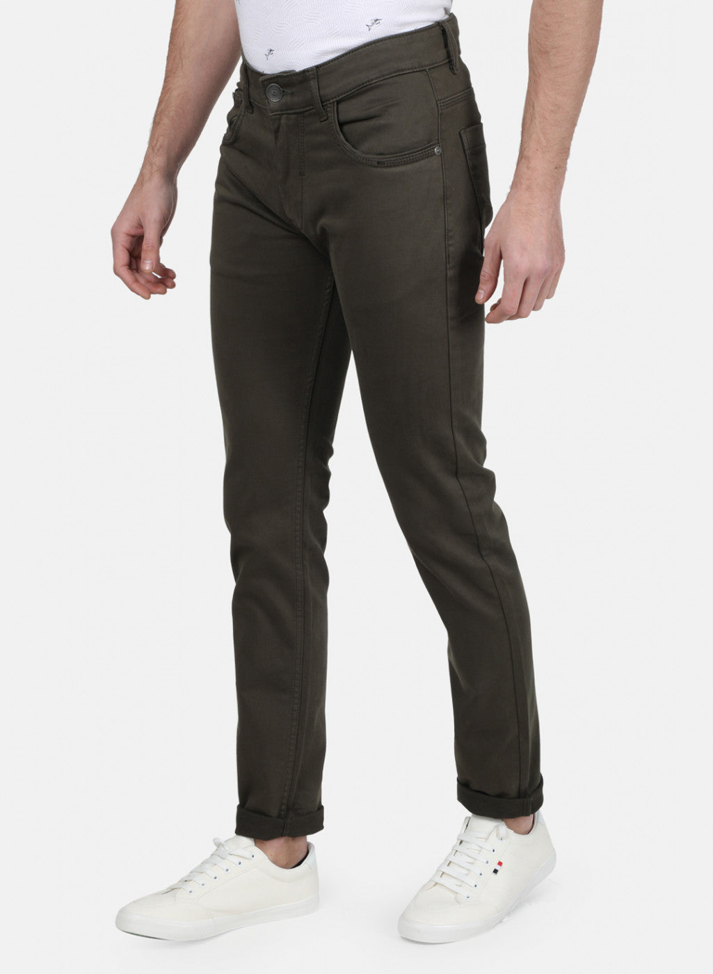 Mens Green Skinny Denim