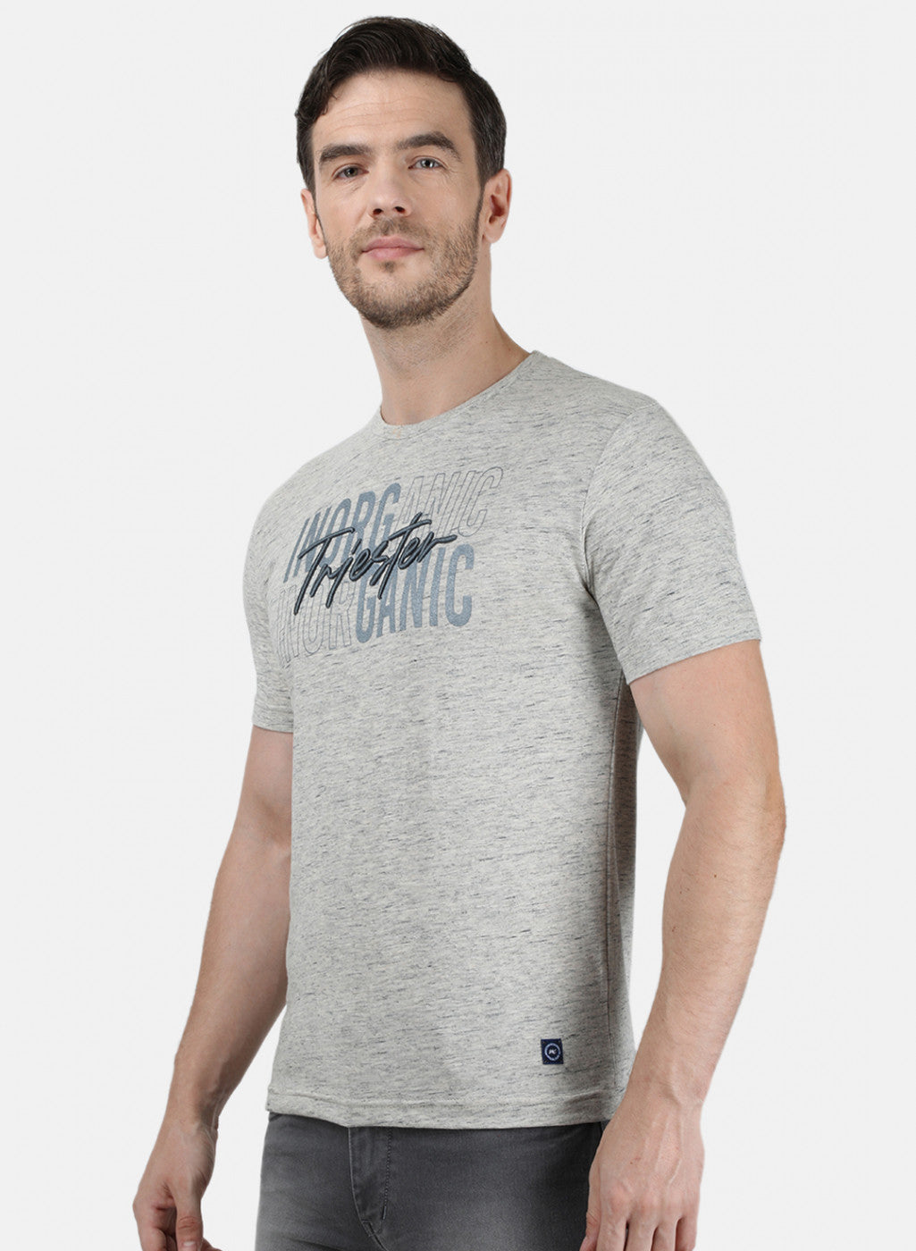 Mens Grey Printed T-Shirt