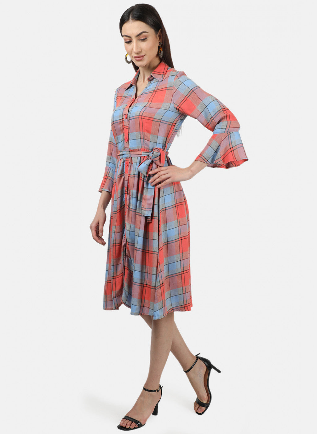 Womens Multi Color Check Dress