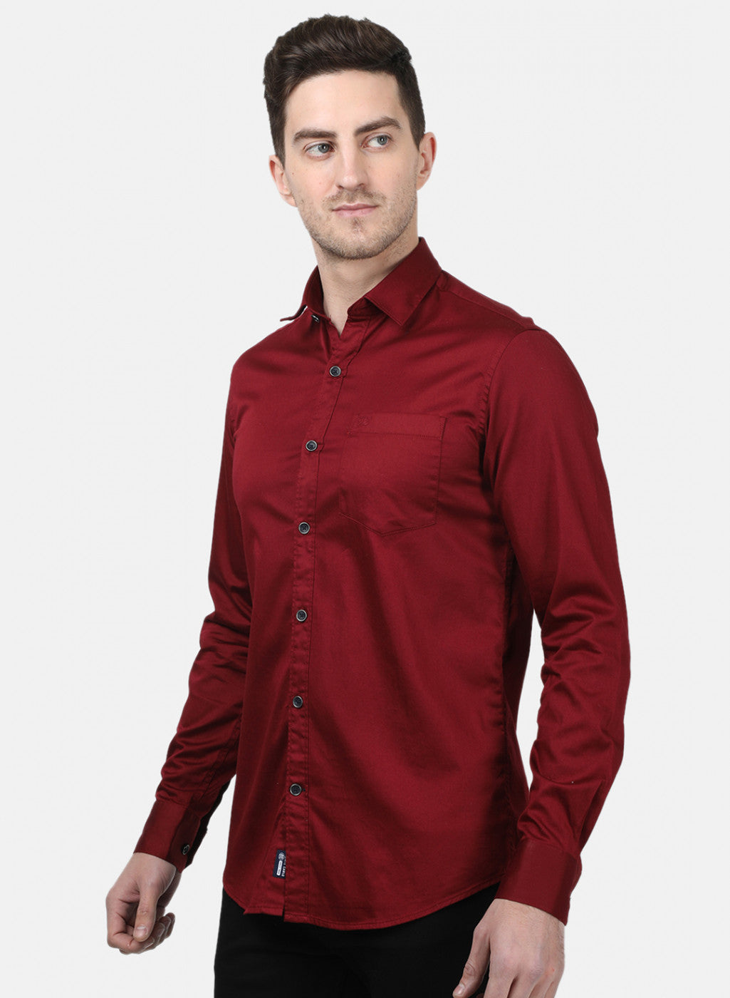 Mens Maroon Solid Shirts