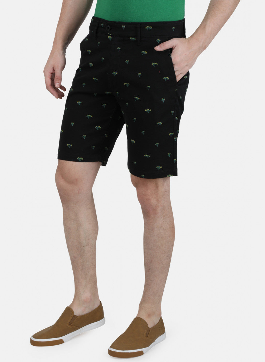 Mens Olive Printed Shorts