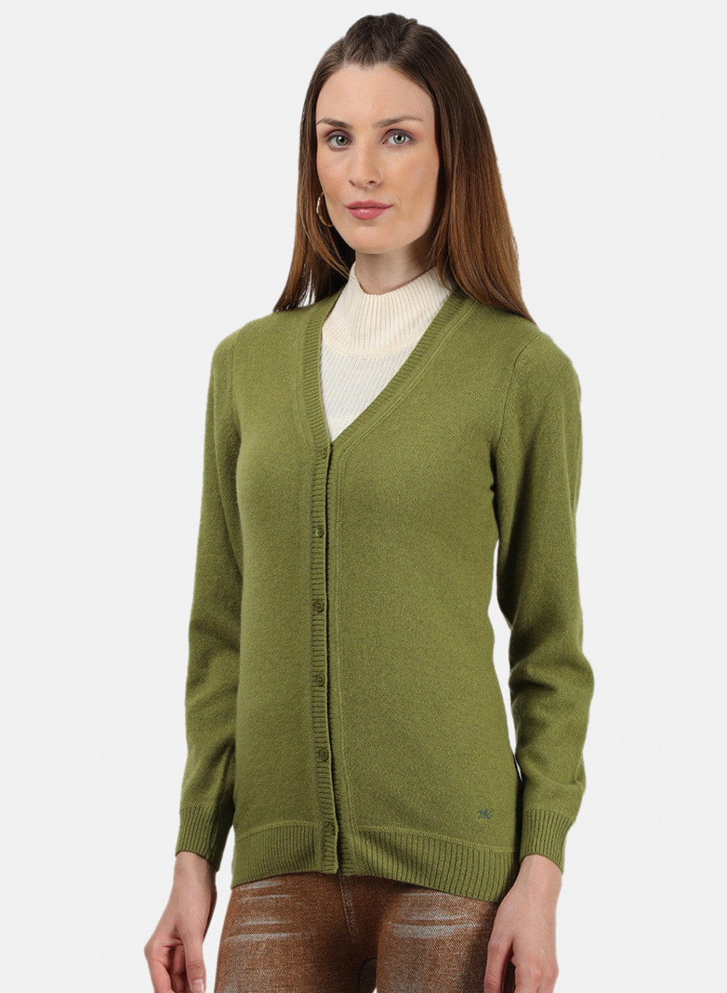 Women Green Solid Cardigan